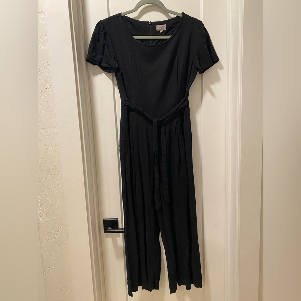 Field Day Vegan Jumpsuit Black Linen - Picture 2 of 4